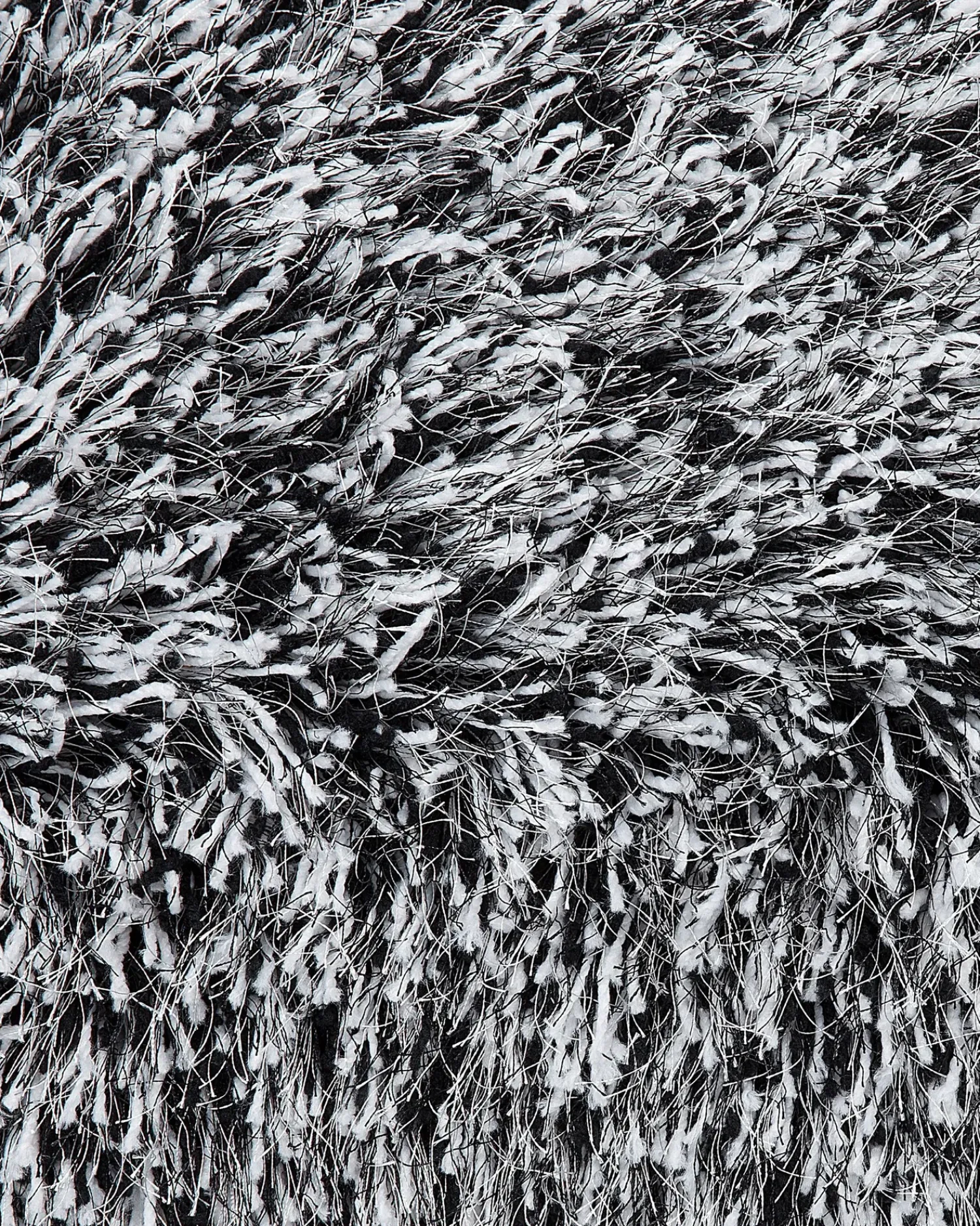 Hot Beliani Tappeto Shaggy CIDE Nero/Bianco Bianco Nero