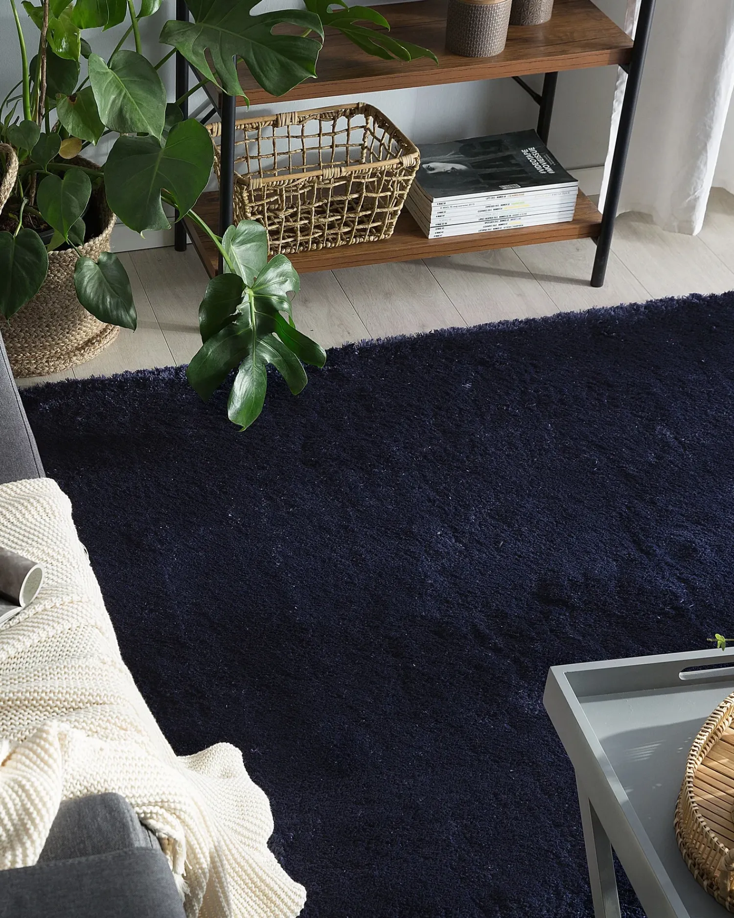 Clearance Beliani Tappeto Shaggy EVREN scuro Blu