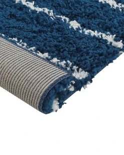 Outlet Beliani Tappeto Shaggy TASHIR Blu Bianco Blu