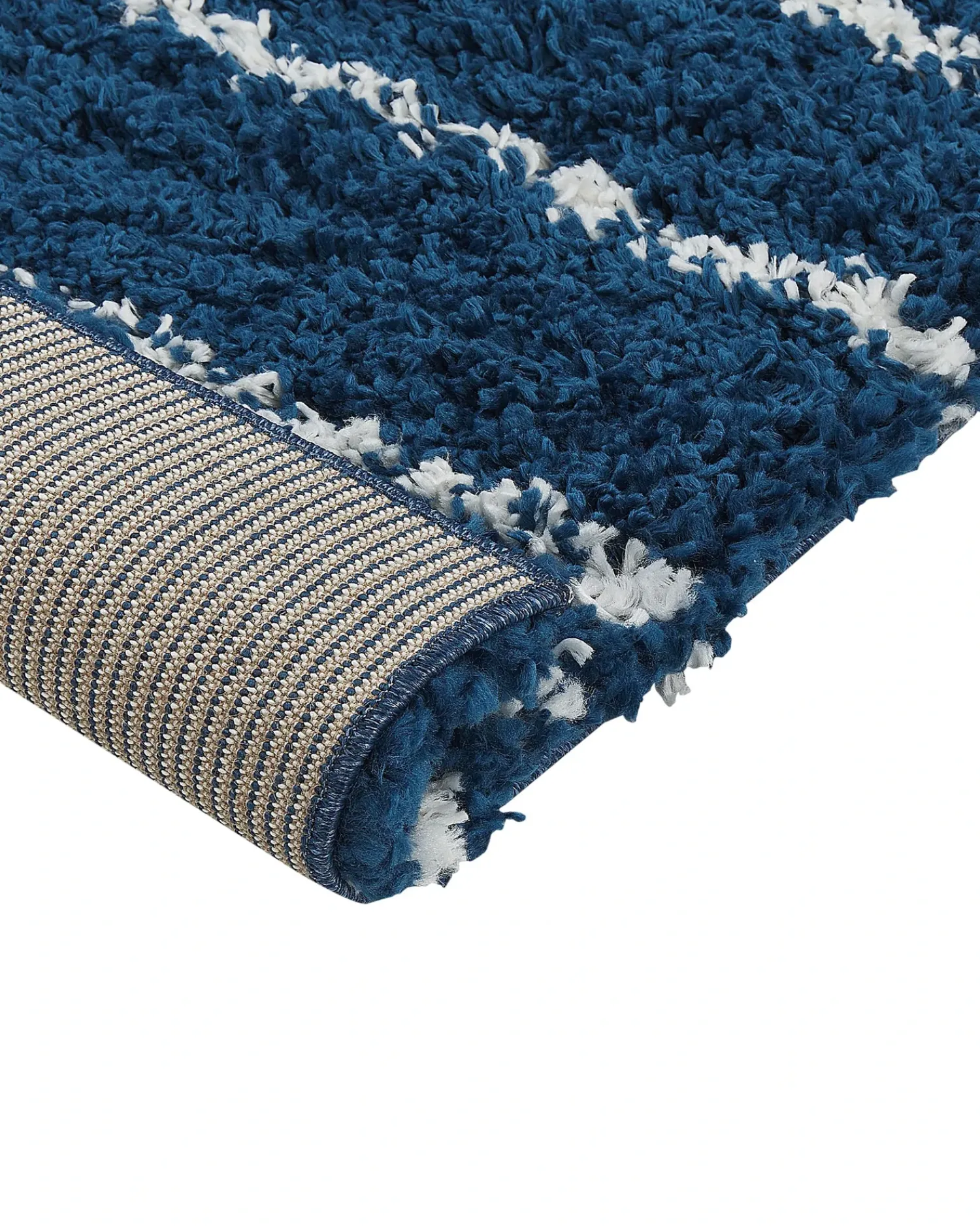 Outlet Beliani Tappeto Shaggy TASHIR Blu Bianco Blu