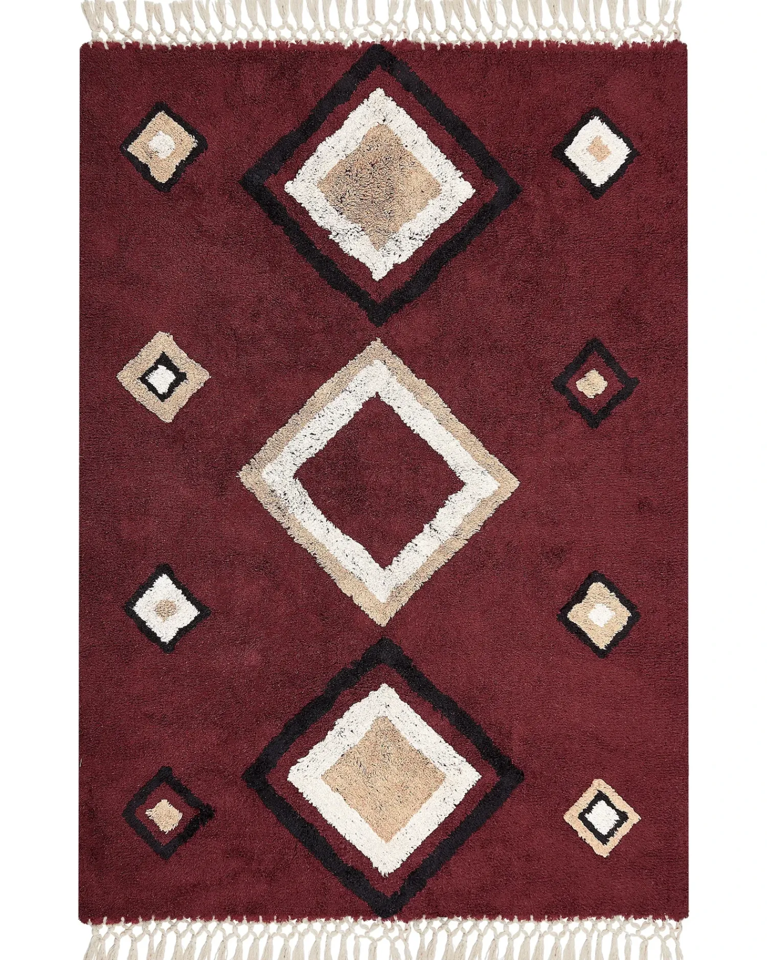 Sale Beliani Tappeto SIIRT Rosso Cotone Beige Nero Rosso