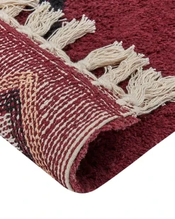 Sale Beliani Tappeto SIIRT Rosso Cotone Beige Nero Rosso