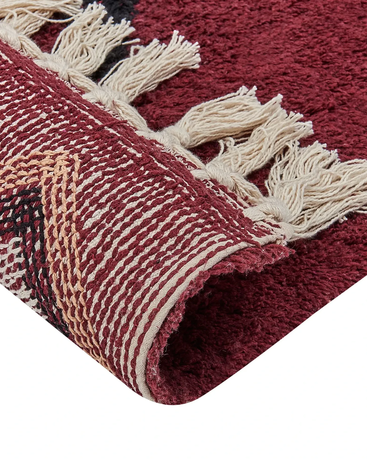 Sale Beliani Tappeto SIIRT Rosso Cotone Beige Nero Rosso