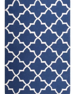New Beliani Tappeto SILVAN Blu marino Lana Beige Blu