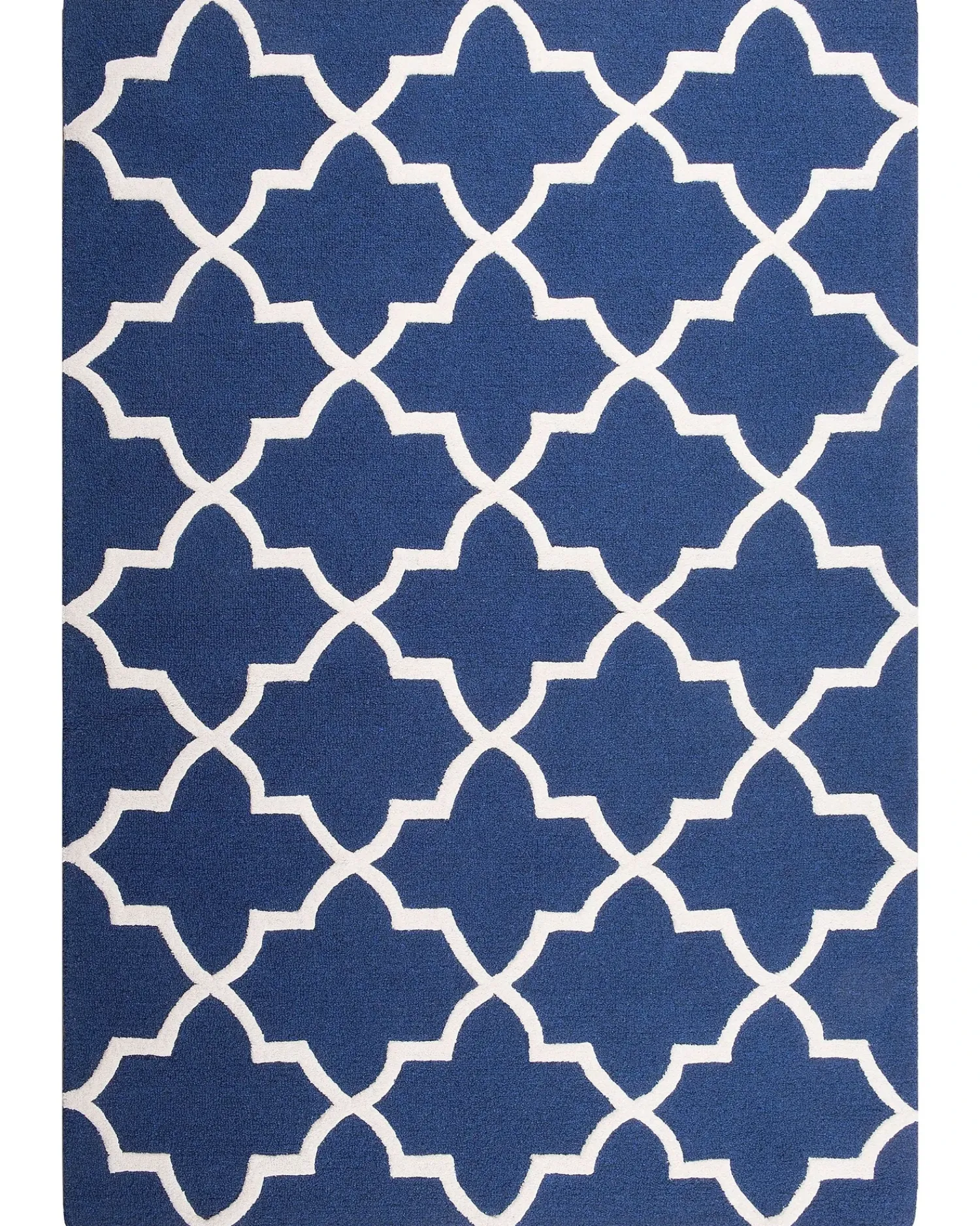 New Beliani Tappeto SILVAN Blu marino Lana Beige Blu