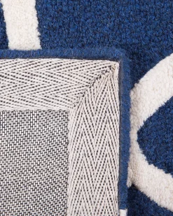 New Beliani Tappeto SILVAN Blu marino Lana Beige Blu