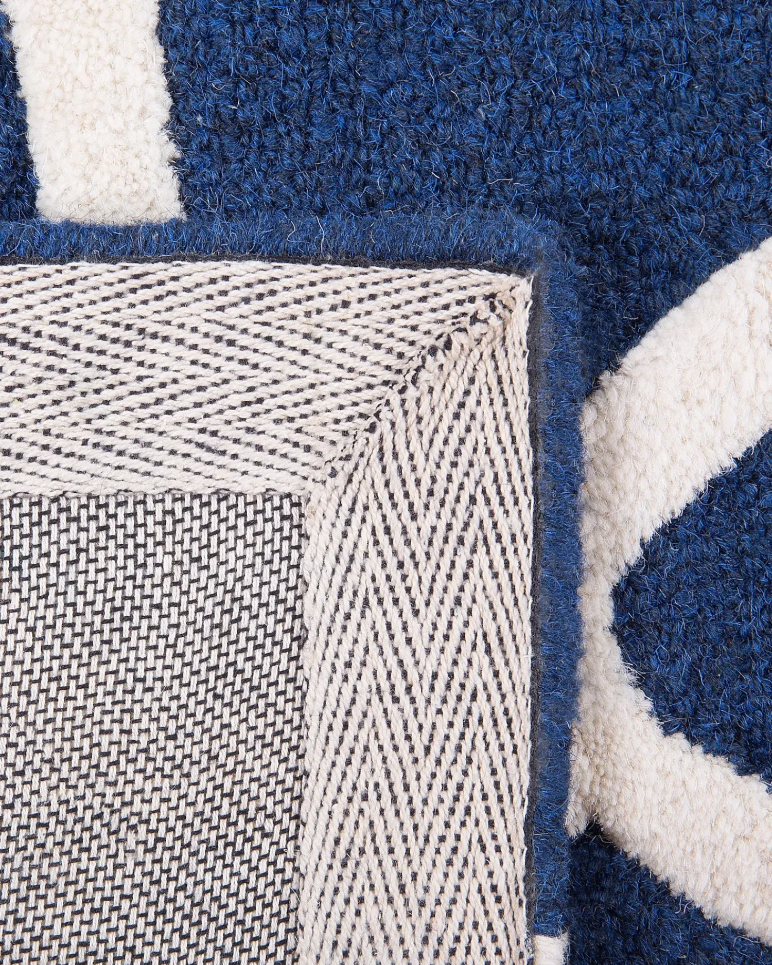 New Beliani Tappeto SILVAN Blu marino Lana Beige Blu
