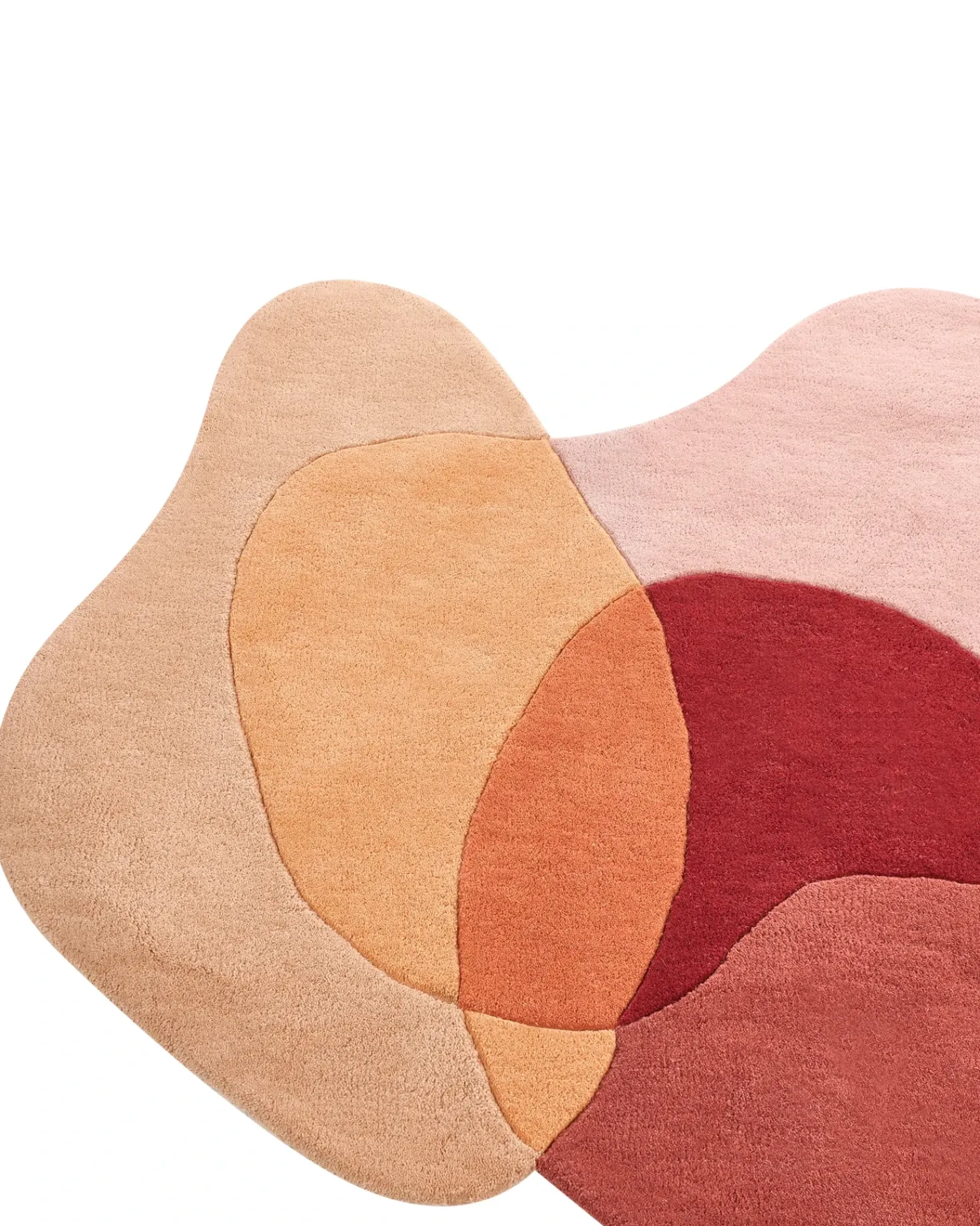 New Beliani Tappeto SINJUWI Multicolore ø 140 cm Lana Arancione Rosa Rosso Multicolore