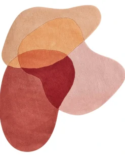 New Beliani Tappeto SINJUWI Multicolore ø 140 cm Lana Arancione Rosa Rosso Multicolore