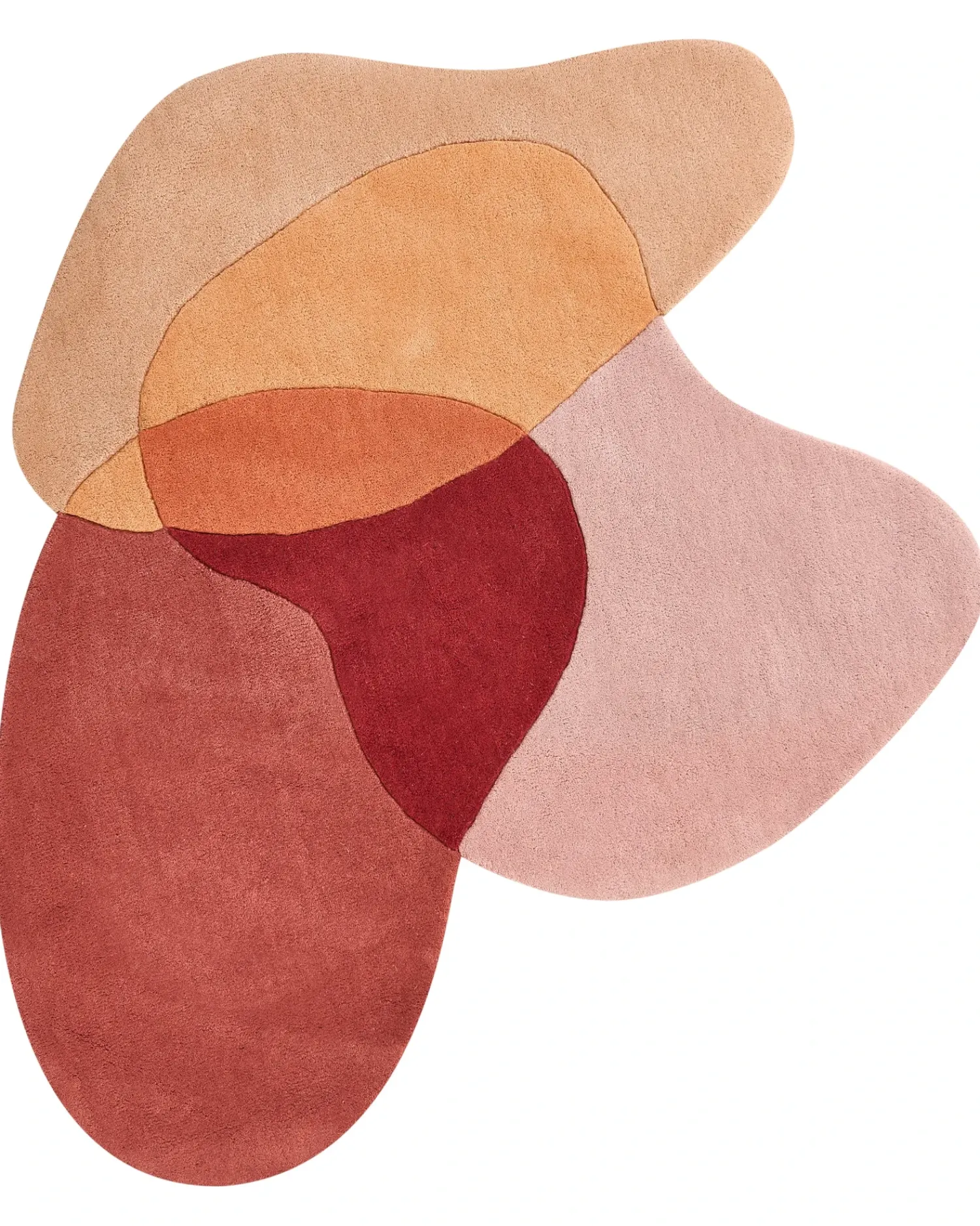 New Beliani Tappeto SINJUWI Multicolore ø 140 cm Lana Arancione Rosa Rosso Multicolore