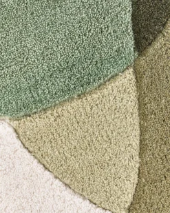 Sale Beliani Tappeto SINJUWI Multicolore ø 140 cm Lana Beige Bianco Verde Multicolore