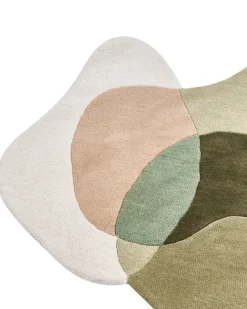 Sale Beliani Tappeto SINJUWI Multicolore ø 140 cm Lana Beige Bianco Verde Multicolore