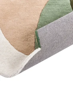Sale Beliani Tappeto SINJUWI Multicolore ø 140 cm Lana Beige Bianco Verde Multicolore