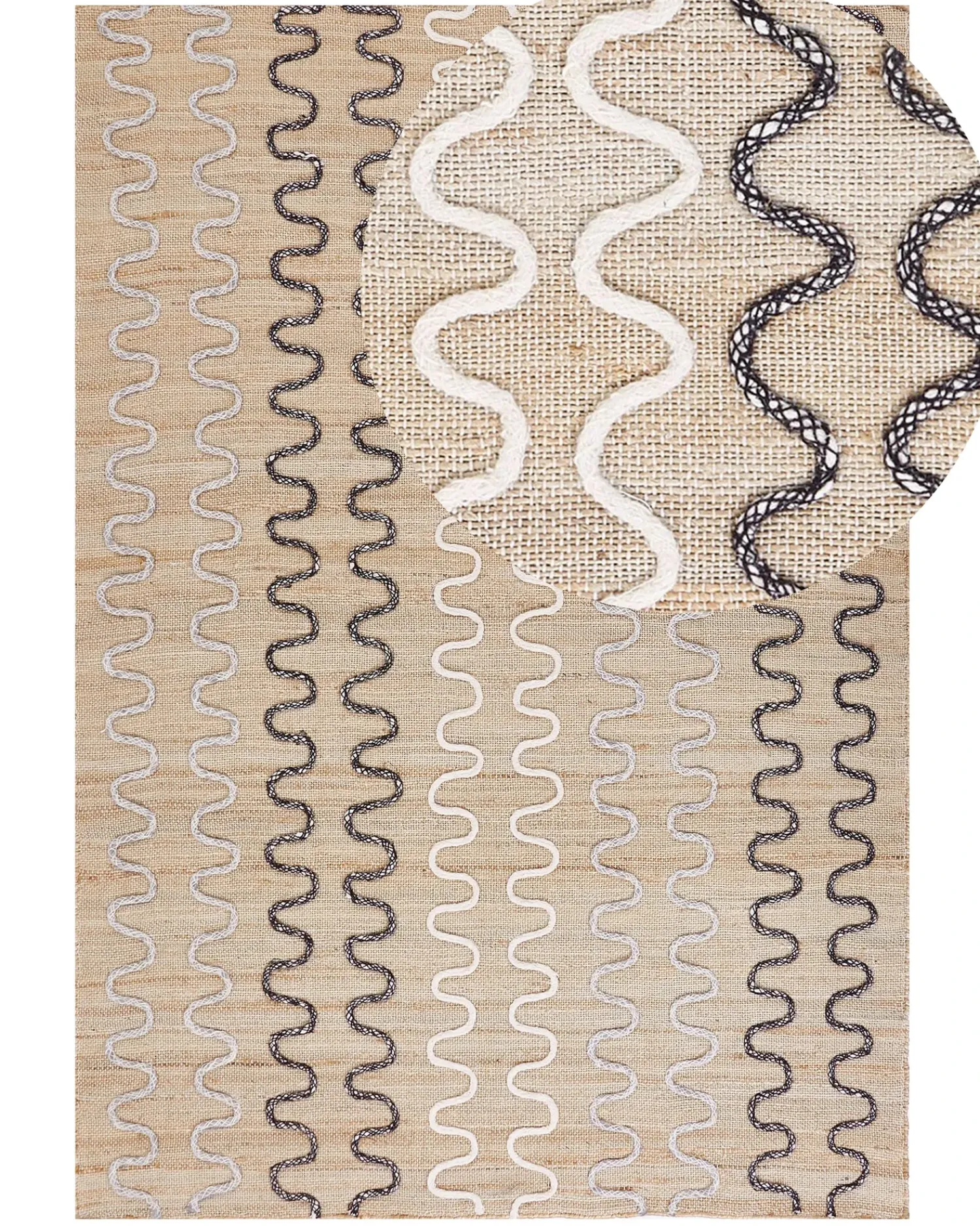 Clearance Beliani Tappeto SOGUT Beige Iuta Beige Bianco Nero
