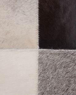 Online Beliani Tappeto SOKE Multicolore Pelle naturale Beige Grigio Marrone Multicolore