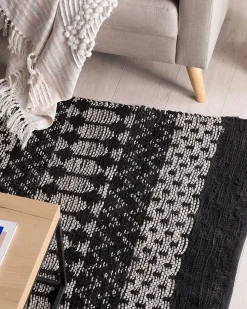 Best Beliani Tappeto SOKUN Nero Pelle naturale Beige Nero