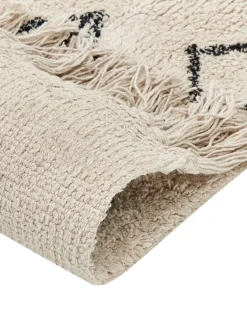 Sale Beliani Tappeto SOMEK Beige 160 x 230 cm Cotone Beige Nero