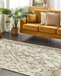Sale Beliani Tappeto SOMEK Beige 160 x 230 cm Cotone Beige Nero