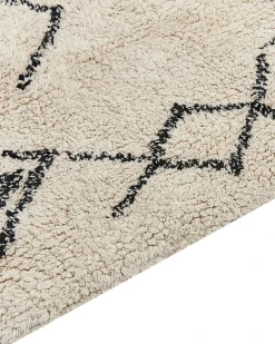Sale Beliani Tappeto SOMEK Beige 160 x 230 cm Cotone Beige Nero