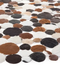 Outlet Beliani Tappeto SORGUN Marrone dorato ø 140 cm Pelle naturale Beige Marrone Nero