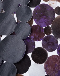 Beliani Tappeto SORGUN Viola ø 140 cm Pelle naturale Beige Nero Multicolore