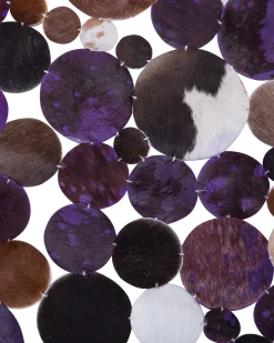 Beliani Tappeto SORGUN Viola ø 140 cm Pelle naturale Beige Nero Multicolore