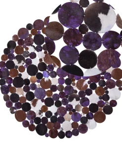 Beliani Tappeto SORGUN Viola ø 140 cm Pelle naturale Beige Nero Multicolore