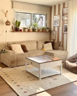 Clearance Beliani Tappeto SULUCA Beige Lana Persiano Beige Blu Marrone Rosso