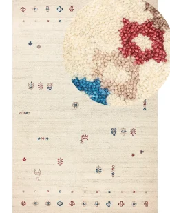 Clearance Beliani Tappeto SULUCA Beige Lana Persiano Beige Blu Marrone Rosso