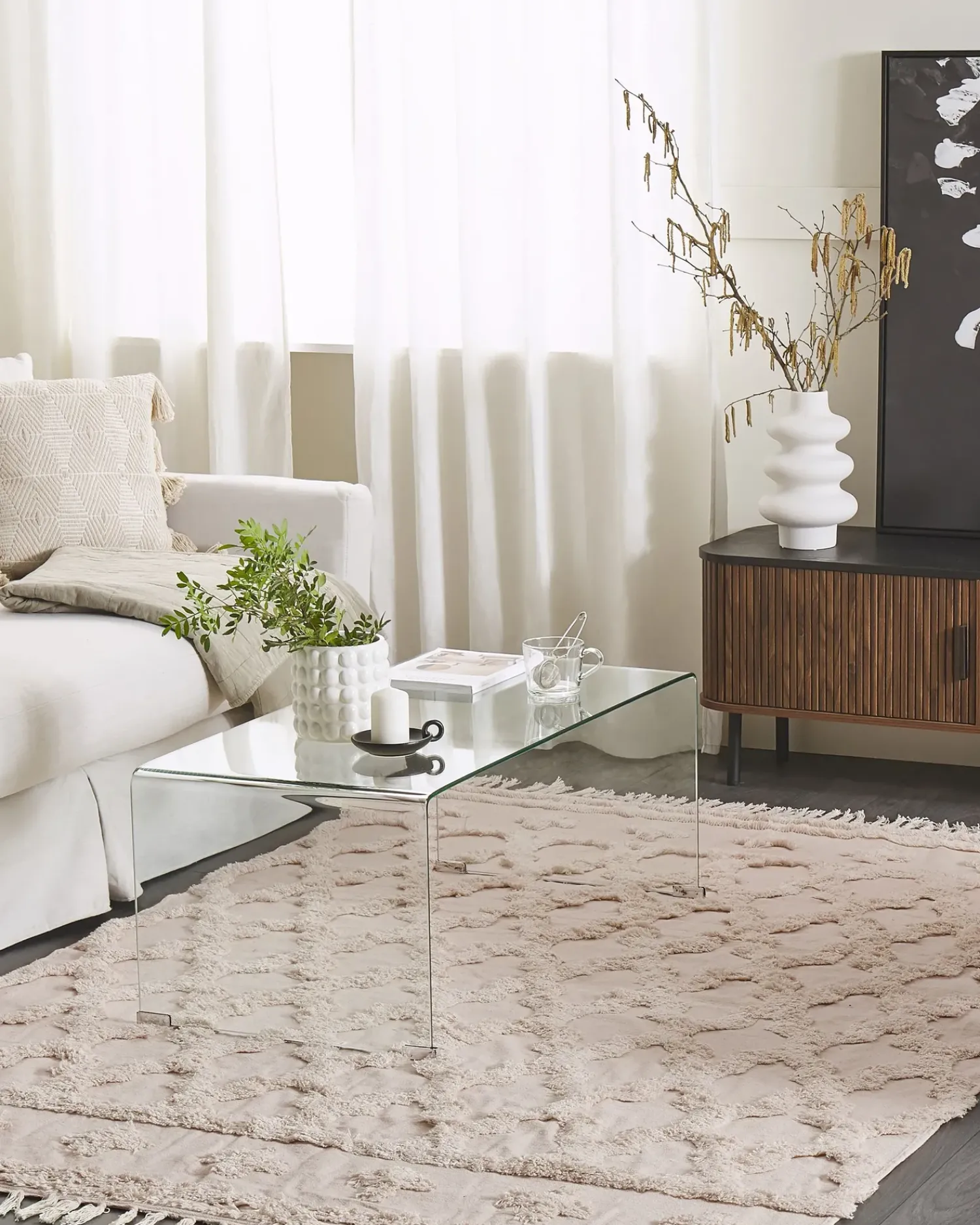 Discount Beliani Tappeto SULUOVA Cotone Beige