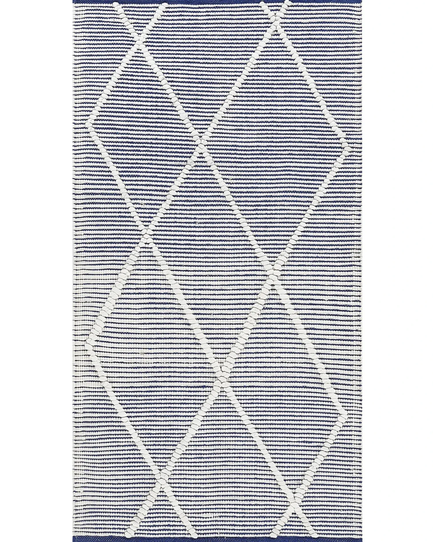 Sale Beliani Tappeto SYNOPA Blu 80 x 150 cm Cotone Bianco Blu