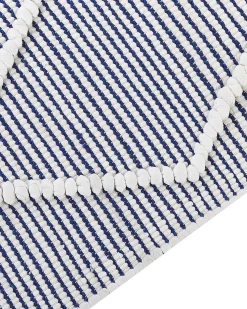 Sale Beliani Tappeto SYNOPA Blu 80 x 150 cm Cotone Bianco Blu