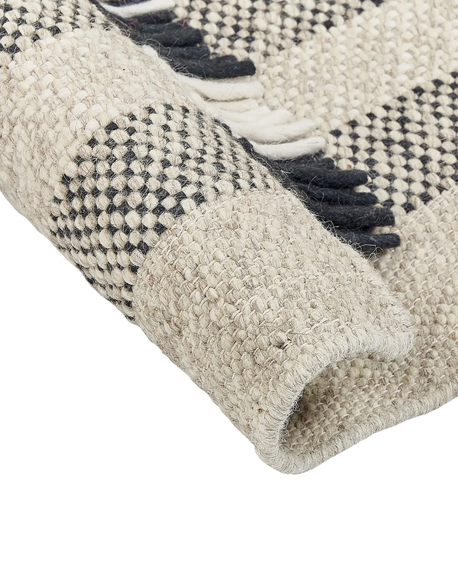 Clearance Beliani Tappeto TACETTIN Bianco Lana Bianco Nero