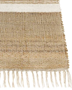 Beliani Tappeto TALPUR Bianco 160 x 230 cm Iuta Beige Bianco Naturale