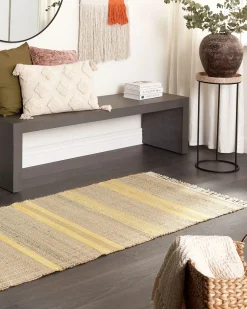 Best Beliani Tappeto TALPUR Giallo Iuta Beige Giallo Naturale