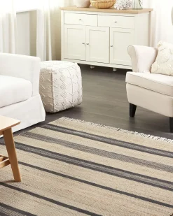 Sale Beliani Tappeto TALPUR Grigio grafite 160 x 230 cm Iuta Beige Grigio Naturale