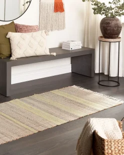 Hot Beliani Tappeto TALPUR Verde chiaro Iuta Beige Naturale Verde