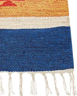 Online Beliani Tappeto TARONIK Multicolore Cotone Kilim Blu Giallo Rosso Multicolore