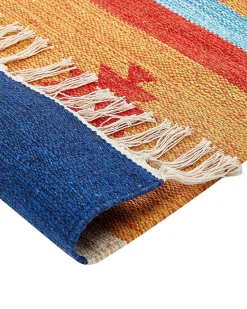 Online Beliani Tappeto TARONIK Multicolore Cotone Kilim Blu Giallo Rosso Multicolore