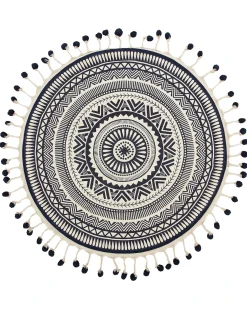 Hot Beliani Tappeto TATVAN Blu ø 120 cm Cotone Bianco Blu
