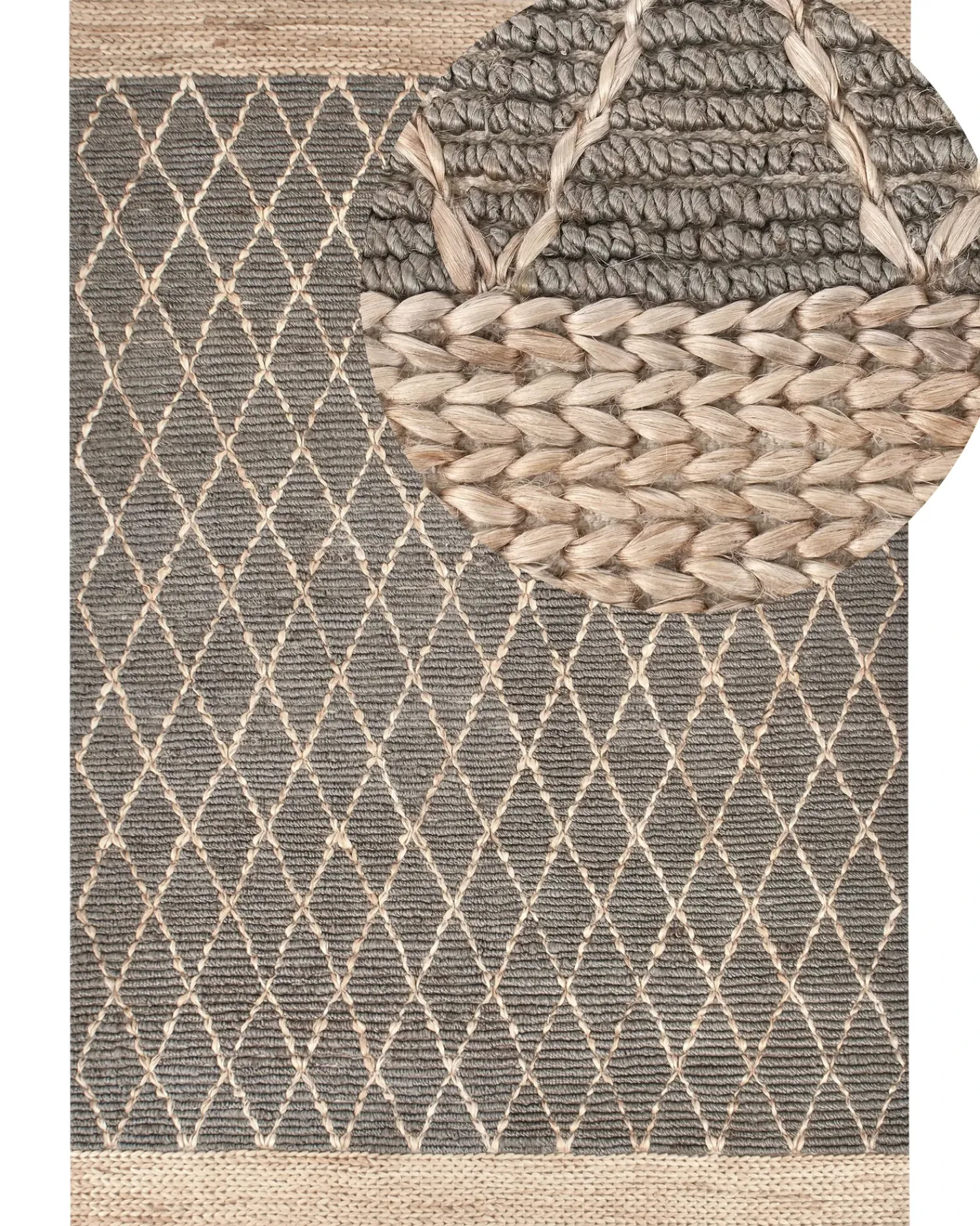 Discount Beliani Tappeto TELLIKAYA Grigio 200 x 300 cm Iuta Beige Grigio