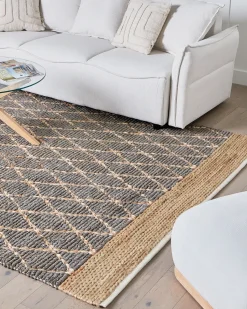Discount Beliani Tappeto TELLIKAYA Grigio 200 x 300 cm Iuta Beige Grigio