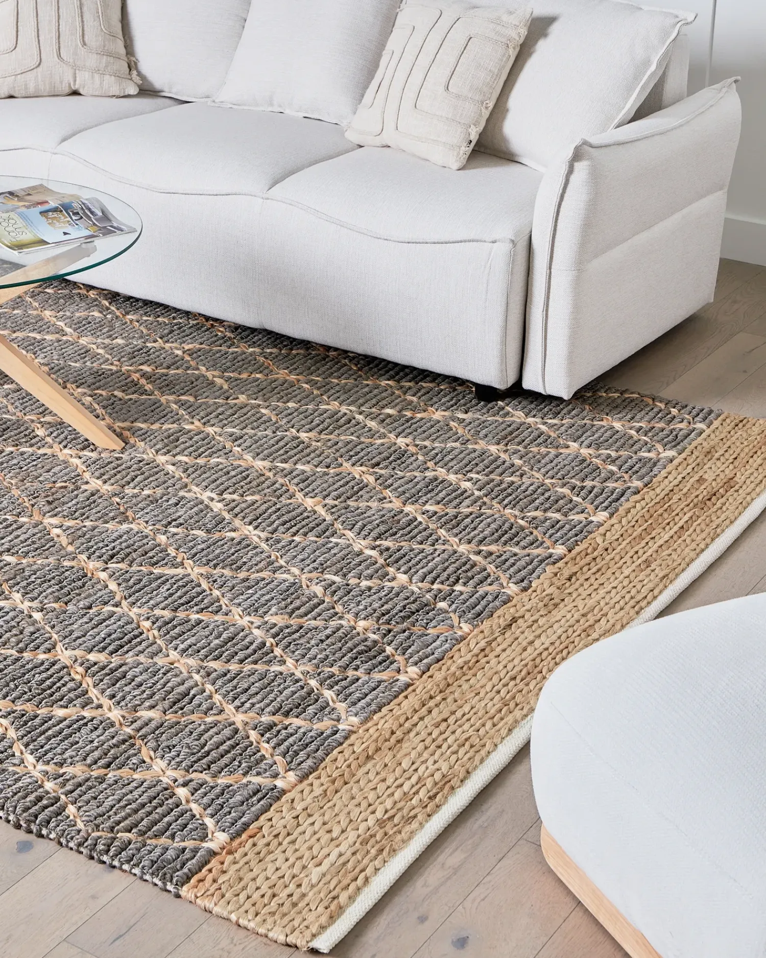Discount Beliani Tappeto TELLIKAYA Grigio 200 x 300 cm Iuta Beige Grigio
