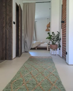 Online Beliani Tappeto TELLIKAYA Verde 80 x 300 cm Iuta Beige Verde