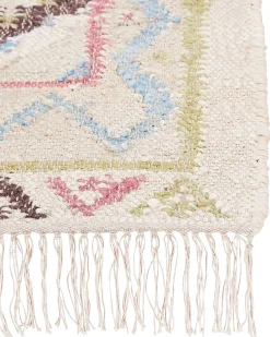 New Beliani Tappeto TERKOS Multicolore Iuta Beige Blu Marrone Rosa Verde Multicolore