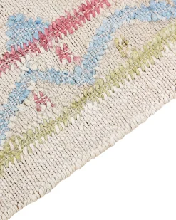 New Beliani Tappeto TERKOS Multicolore Iuta Beige Blu Marrone Rosa Verde Multicolore