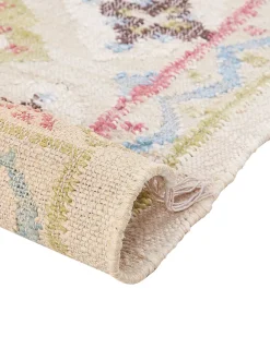 New Beliani Tappeto TERKOS Multicolore Iuta Beige Blu Marrone Rosa Verde Multicolore