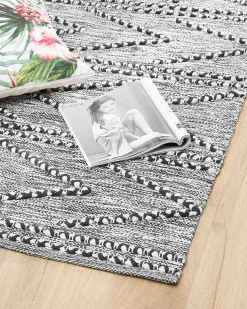 Hot Beliani Tappeto TERMAL Nero 80 x 150 cm Cotone Bianco Nero