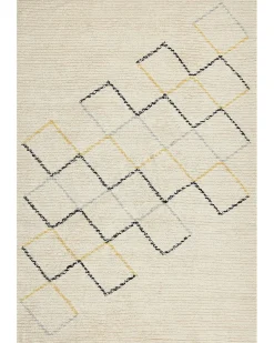 Beliani Tappeto TEZPUR Beige Cotone Beige Giallo Nero
