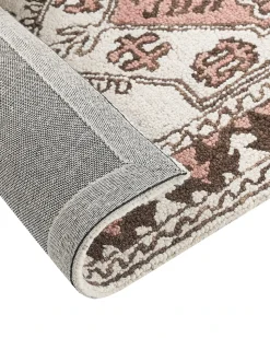 New Beliani Tappeto TOMARZA Multicolore Lana Marrone Rosa Multicolore